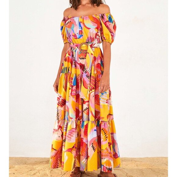 FARM Rio Multicolor Off-Shoulder Maxi Dress - Picture 2 of 16